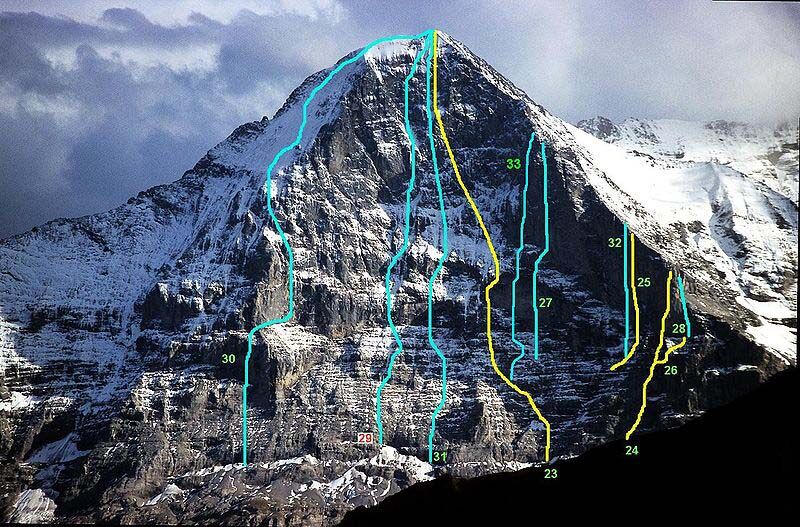 Az Eiger északi falának útjai, a 33-as a Paciencia IX+/X-