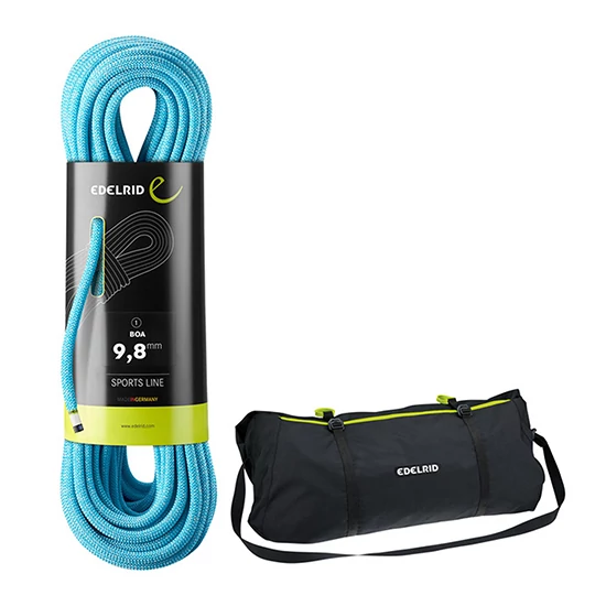 Edelrid Boa + AJÁNDÉK kötélzsák, 9,8 mm-es fal- és sziklamászókötél 80 m, kék változatban