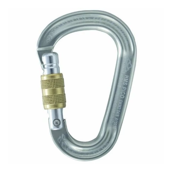 STUBAI HMS Pico easylock csavaros karabiner ezüst színben (gravírozható)