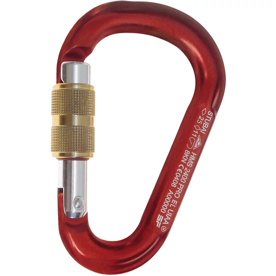 STUBAI Pro HMS csavaros karabiner piros színben (gravírozható)